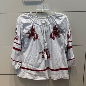 Velvet by Graham and Spencer cotton Blouse with red Embroidery size small
